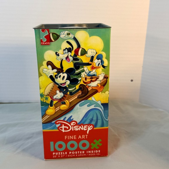 ceaco Other - Disney Fine Art Surf Trio 1000 Piece Puzzle Mickey Goofy Donald Tim Rogerson Tin